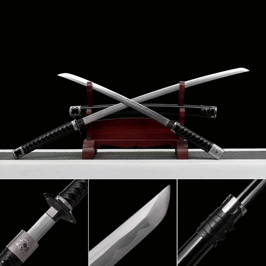 Two swords in one sheath , Handmade Manganese Steel Full Tang Real Japanese Katana
