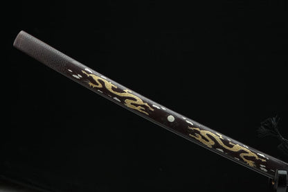Hand Forged Japanese Samurai Katana Double Dragon Pattern Steel