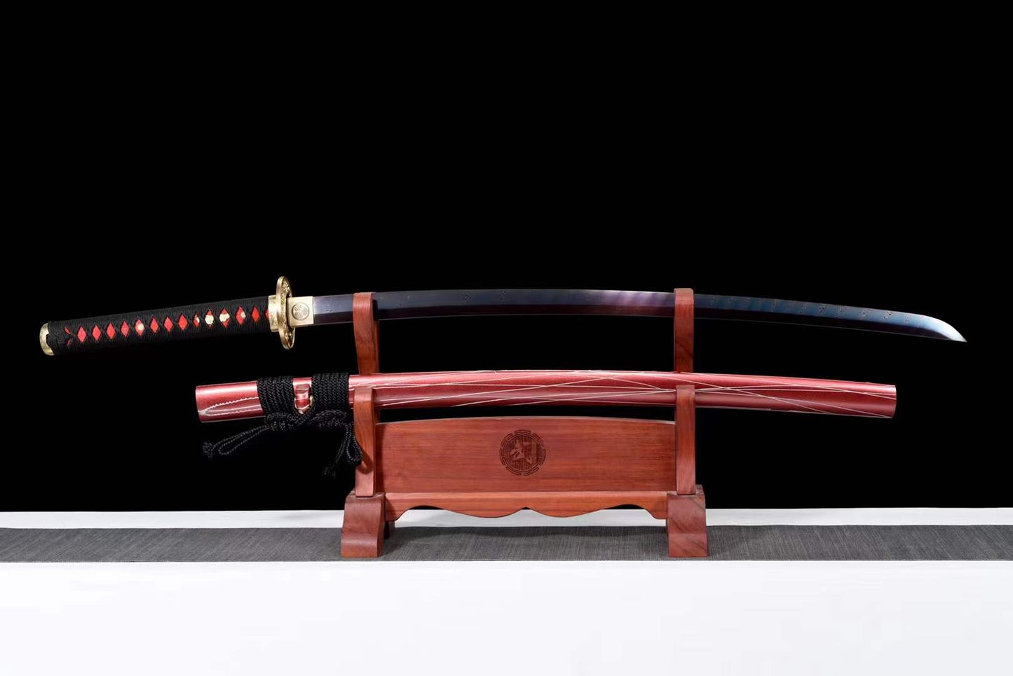 Hand Forged Japanese Samurai Katana Naraka：Bladepoint Pattern Steel Blade baking blue