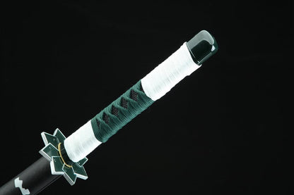 Handmade Anime Katana Demon Slayer Sanemi Shinazugawa Nichirin Sword 1045 High Carbon Steel Black