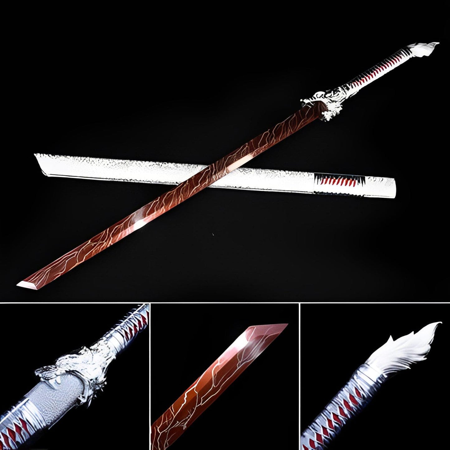 Handmade High Carbon Steel Inferno Thunderwolf  Chinese Sword With Red Blade