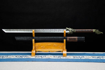 Handmade High Manganese Steel Thorny Dire Wolf  Chinese Sword With Black Sheath
