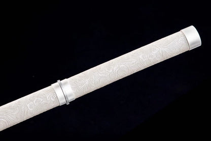 Handmade High Manganese Steel Whitefish Chinese Sword With Baked Blue Blade
